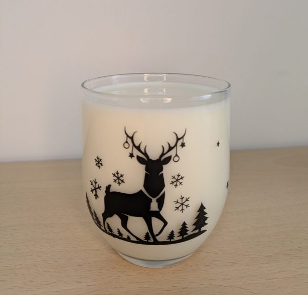 Vaso de cristal con diseño navideño