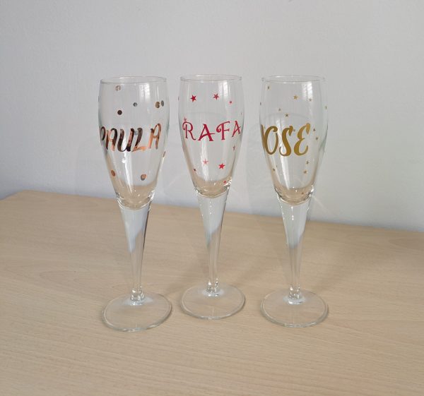 Copa de cava con diseño navideño